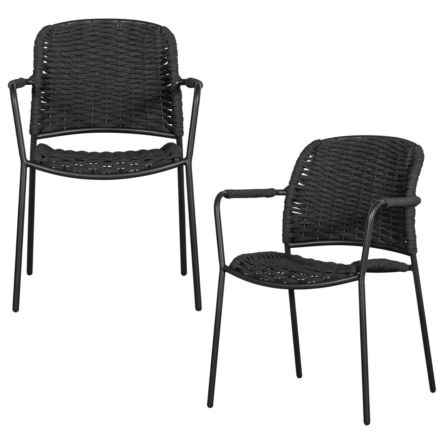 SET V 2 - TAKU GARDEN CHAIR WITH ARMREST TEXTILE BLACK