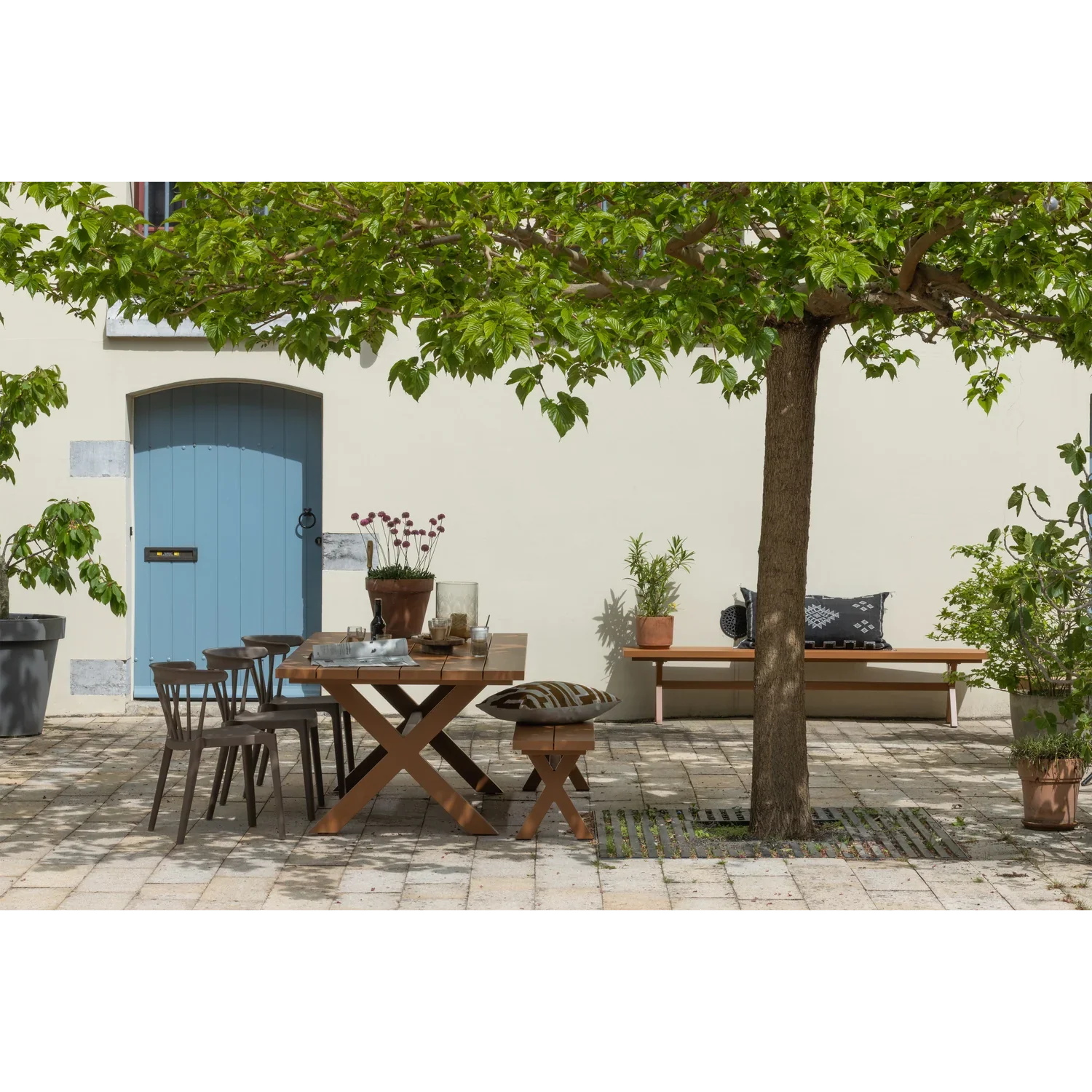 BLISS GARDEN CHAIR WITH BARS ORGANIC FIBER BROWN MELANGE