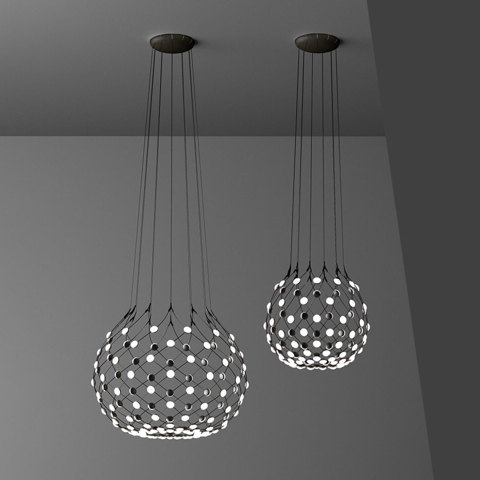Luceplan lustră Mesh | Phase 2m negru | Ø 100 cm