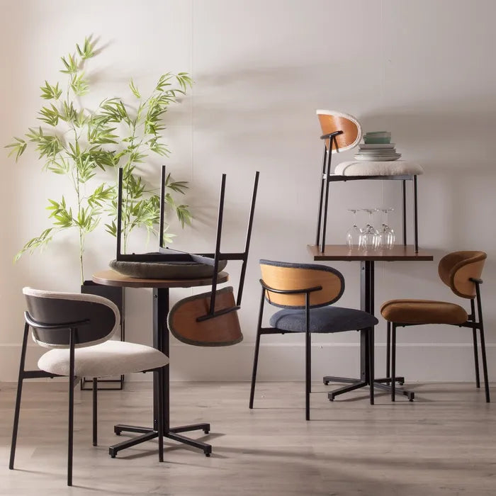 Scaun Dining Ixia, Material Textil și Metal, Stil Modern, 50 x 54 x 73.5 cm (Variante: Verde / Crem)