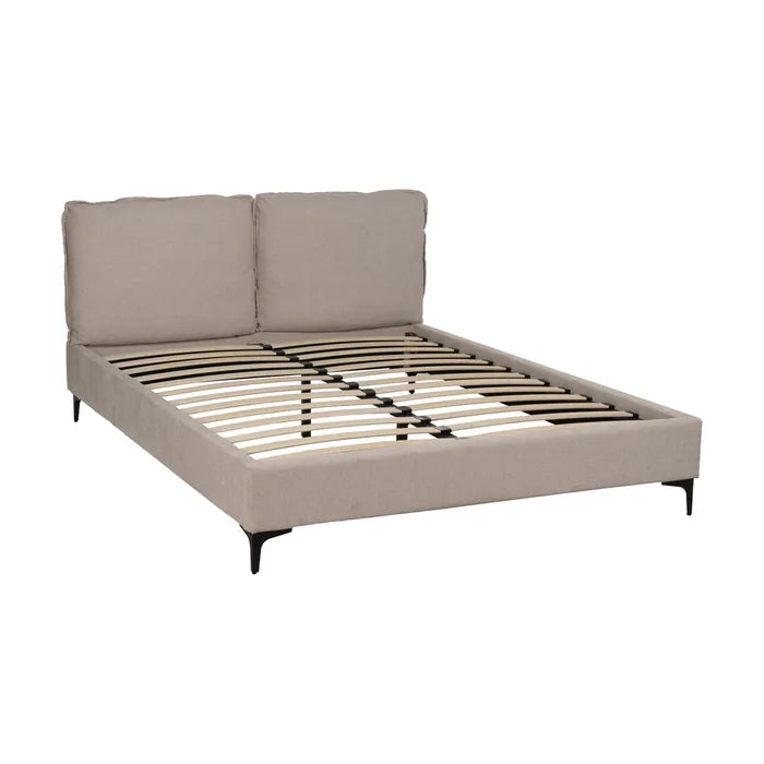 Pat tapițat bej din țesătură 163 x 215 x 93 cm – perfect pentru o oază de confort