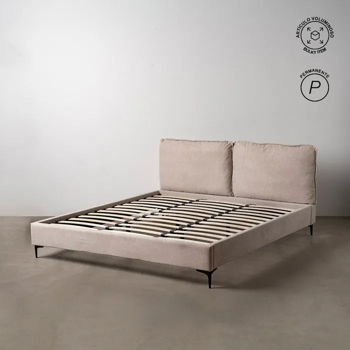 Pat tapițat bej 192 x 214 x 95 cm – pentru o oază de confort și relaxare
