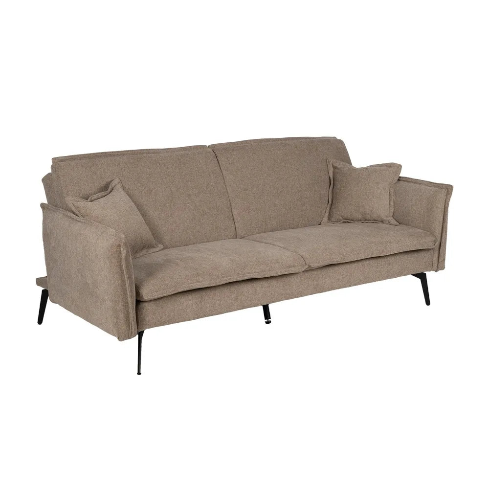 Canapea extensibilă taupe din in și metal – design minimalist și utilitate maximă
