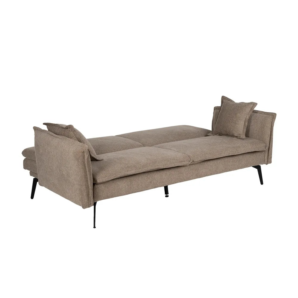 Canapea extensibilă taupe din in și metal – design minimalist și utilitate maximă