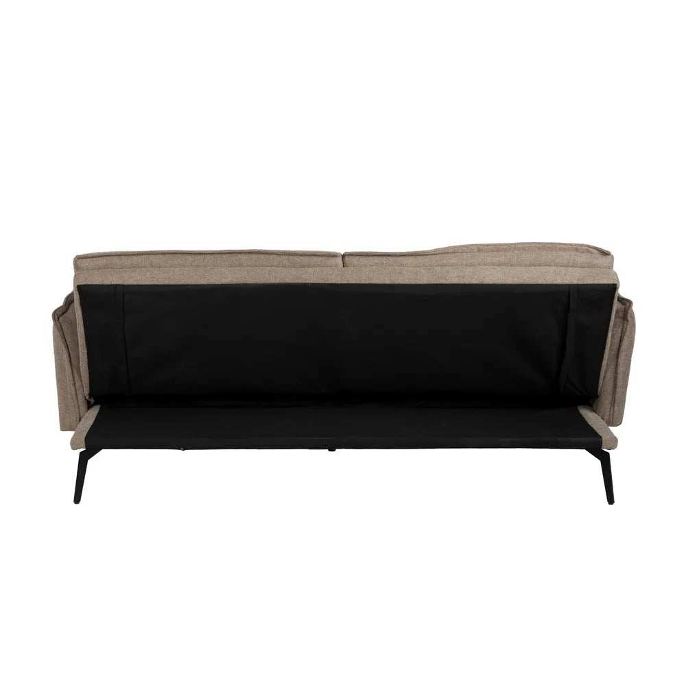 Canapea extensibilă taupe din in și metal – design minimalist și utilitate maximă