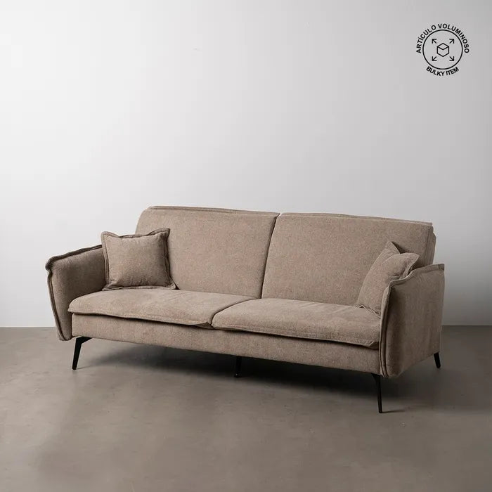 Canapea extensibilă taupe din in și metal – design minimalist și utilitate maximă