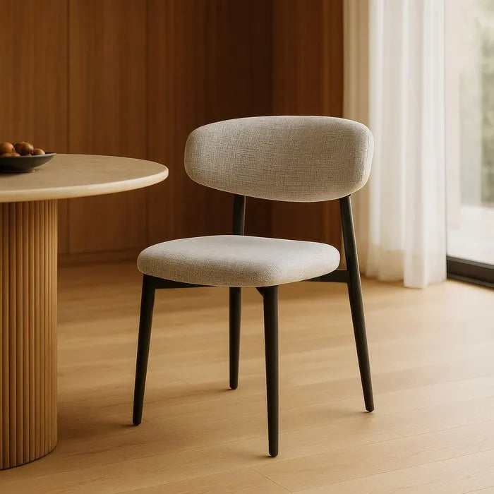 Scaun Dining Gri – Material Textil Hidrofob și Cadru Metalic, 53 x 51 x 76,5 cm 1