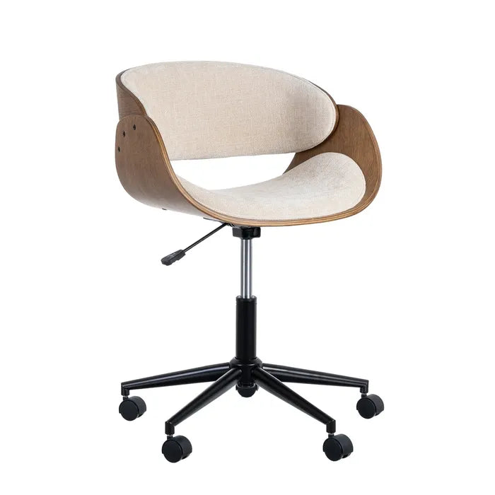 Scaun de birou cu roți, crem și maro, 59 x 64 x 88 cm – confort și design ergonomic
