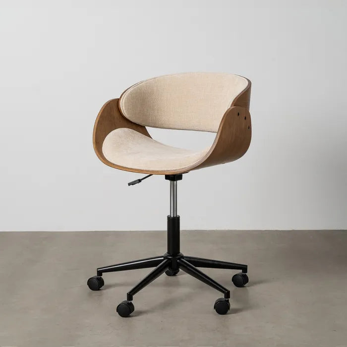 Scaun de birou cu roți, crem și maro, 59 x 64 x 88 cm – confort și design ergonomic
