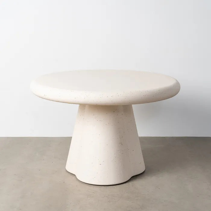 Ixia Masă Dining , Rotundă, Aspect Terrazzo și Microciment, 120 x 120 x 76 cm
