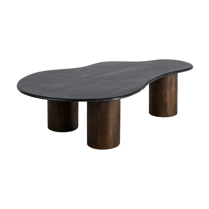 Măsuță de Cafea Black-Brown, Marmură și Lemn de Mango, 135 x 80 x 37 cm
