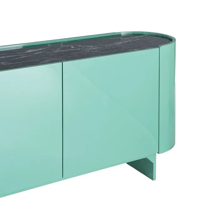 Ixia Bufet , Verde Lăcuit și Marmură Naturală, MDF, Design Modern, 160 x 45 x 75 cm