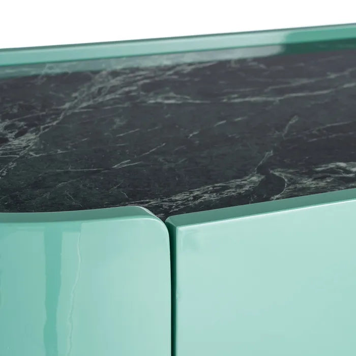 Ixia Bufet , Verde Lăcuit și Marmură Naturală, MDF, Design Modern, 160 x 45 x 75 cm