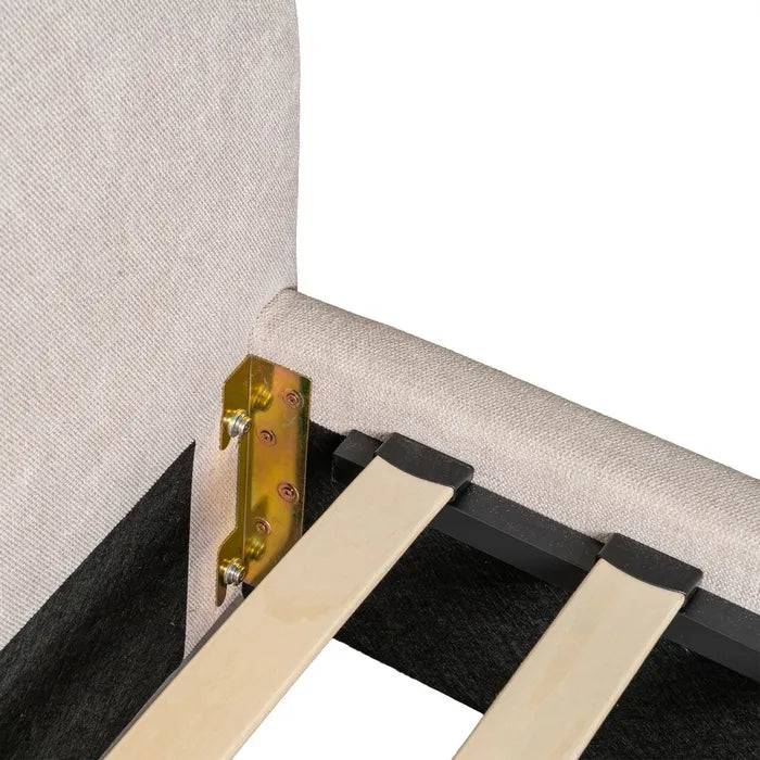 Pat Tapițat Dormitor Bej, Design Modern, 160 x 217 x 94 cm