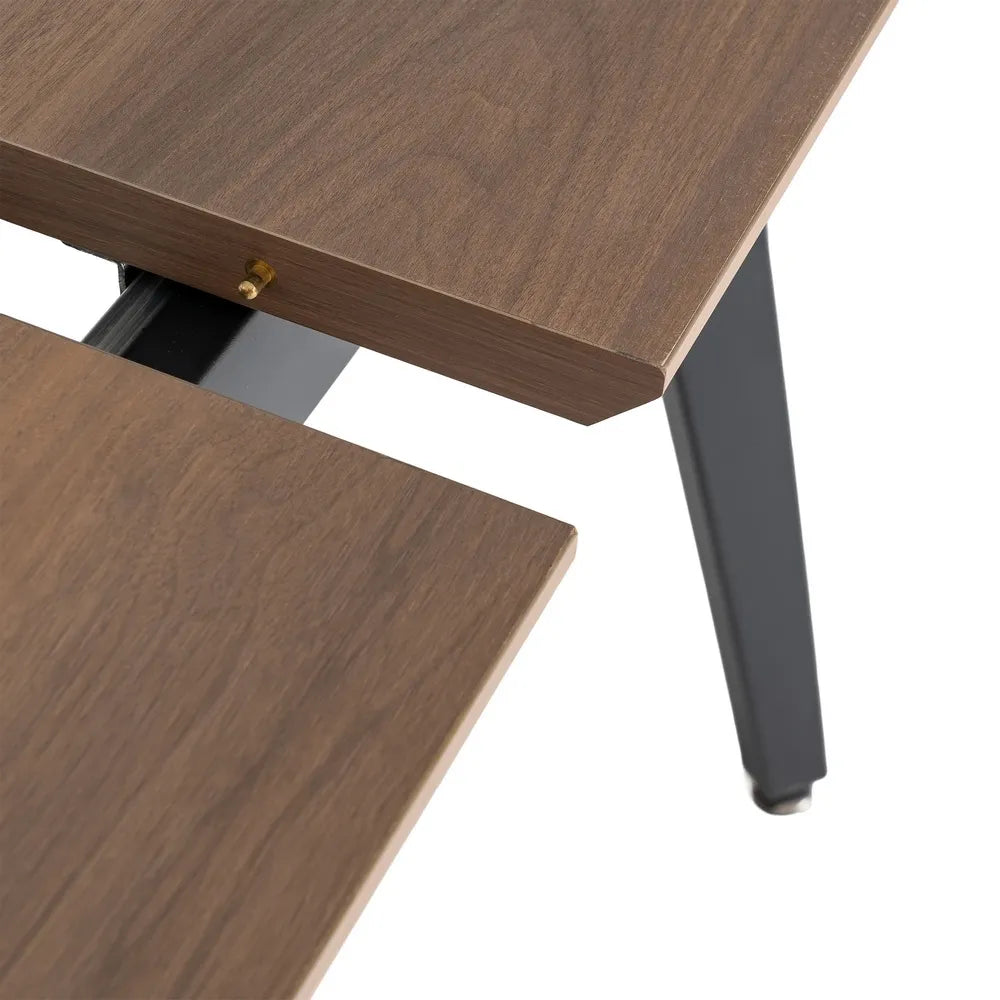 Ixia Masă Dining Extensibilă , Maro, MDF și Fier, Stil Modern, 160(200) x 90 x 76 cm