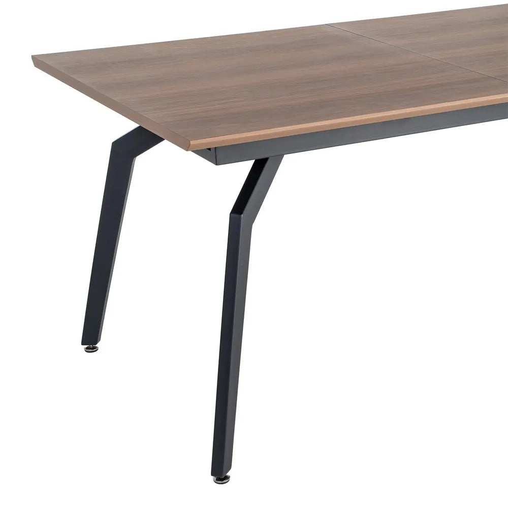 Ixia Masă Dining Extensibilă , Maro, MDF și Fier, Stil Modern, 160(200) x 90 x 76 cm