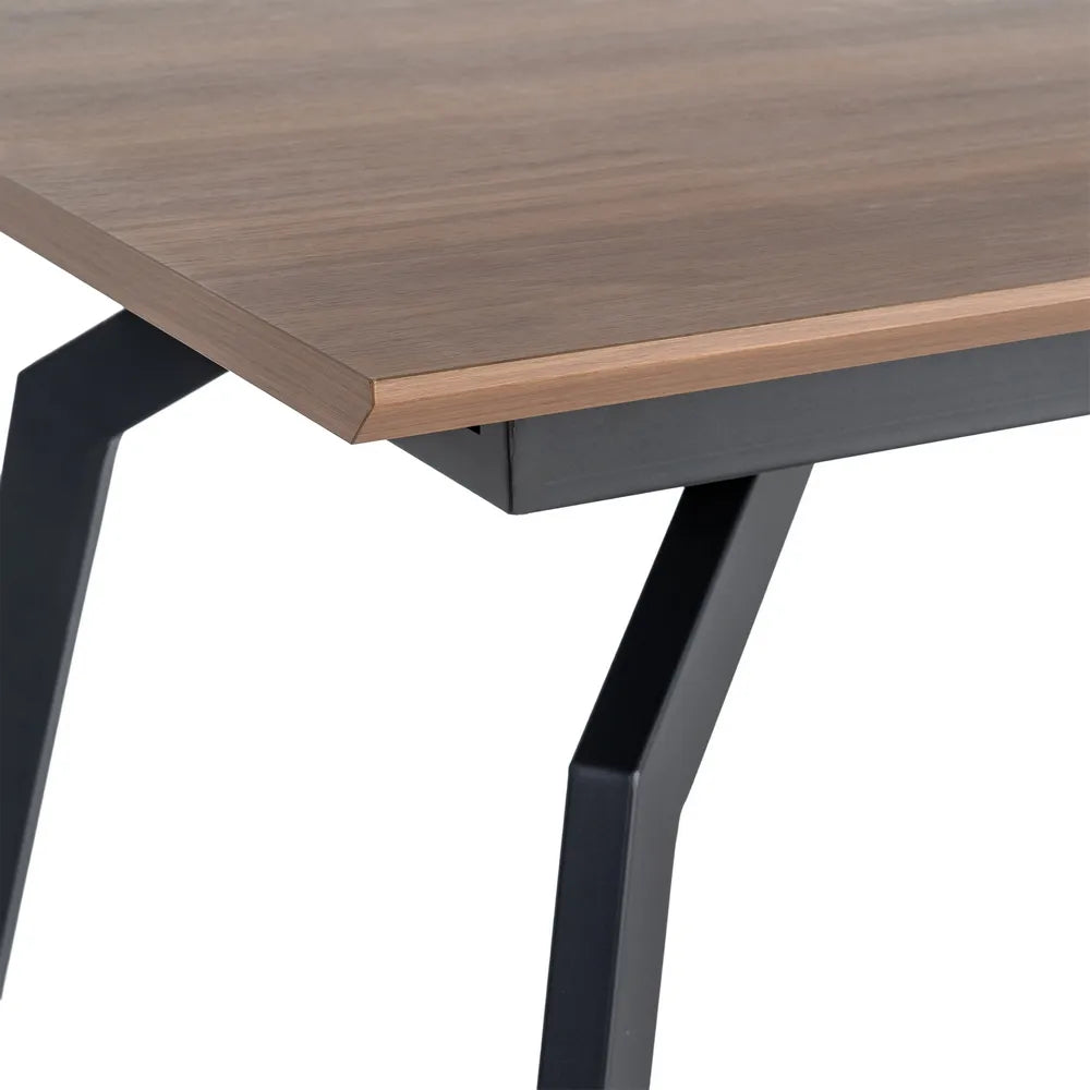 Ixia Masă Dining Extensibilă , Maro, MDF și Fier, Stil Modern, 160(200) x 90 x 76 cm