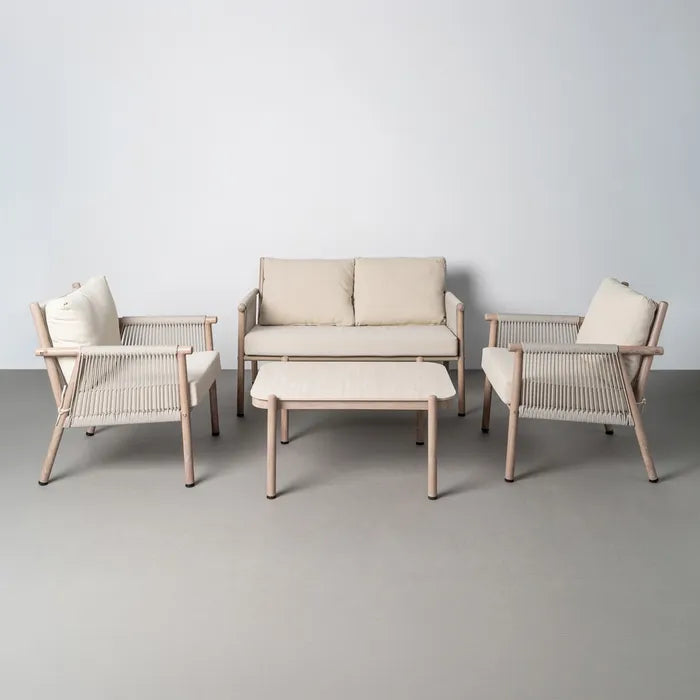 Set Mobilier Grădină SALINA – Design din Ratan PE și Blat din Piatră Sinterizată (4 Piese) 2