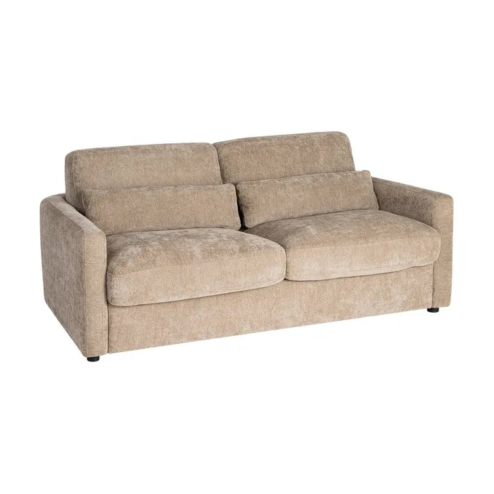 Canapea Extensibilă Ixia, Grej (Taupe Old), Material Textil și Cadru Metalic, Saltea Inclusă 140 x 190 cm, 194 x 104 x 88 cm
