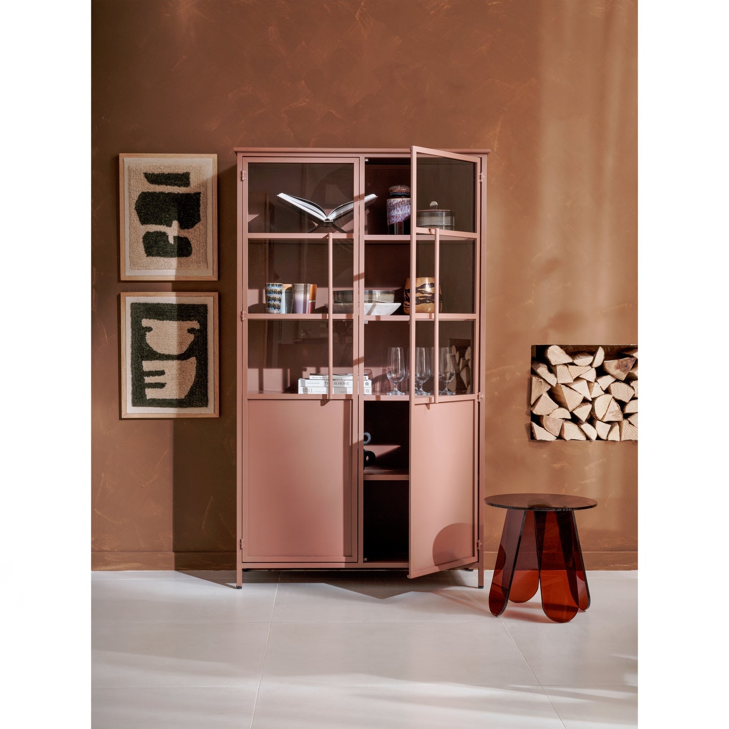 WOOOD vitrina EXHIBIT DISPLAY CASE METAL TAN | Fier | Tan | 173x99x45 cm