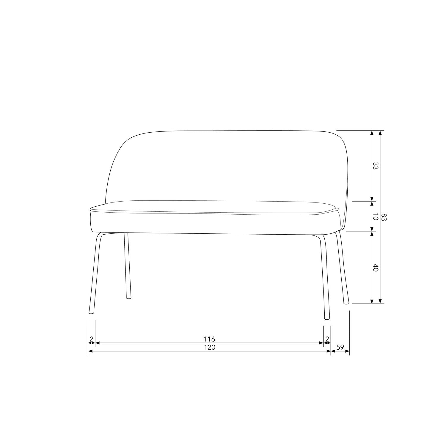 WOOOD banca dining VOGUE | 100% Pes | Albastru | 83x120x59 cm