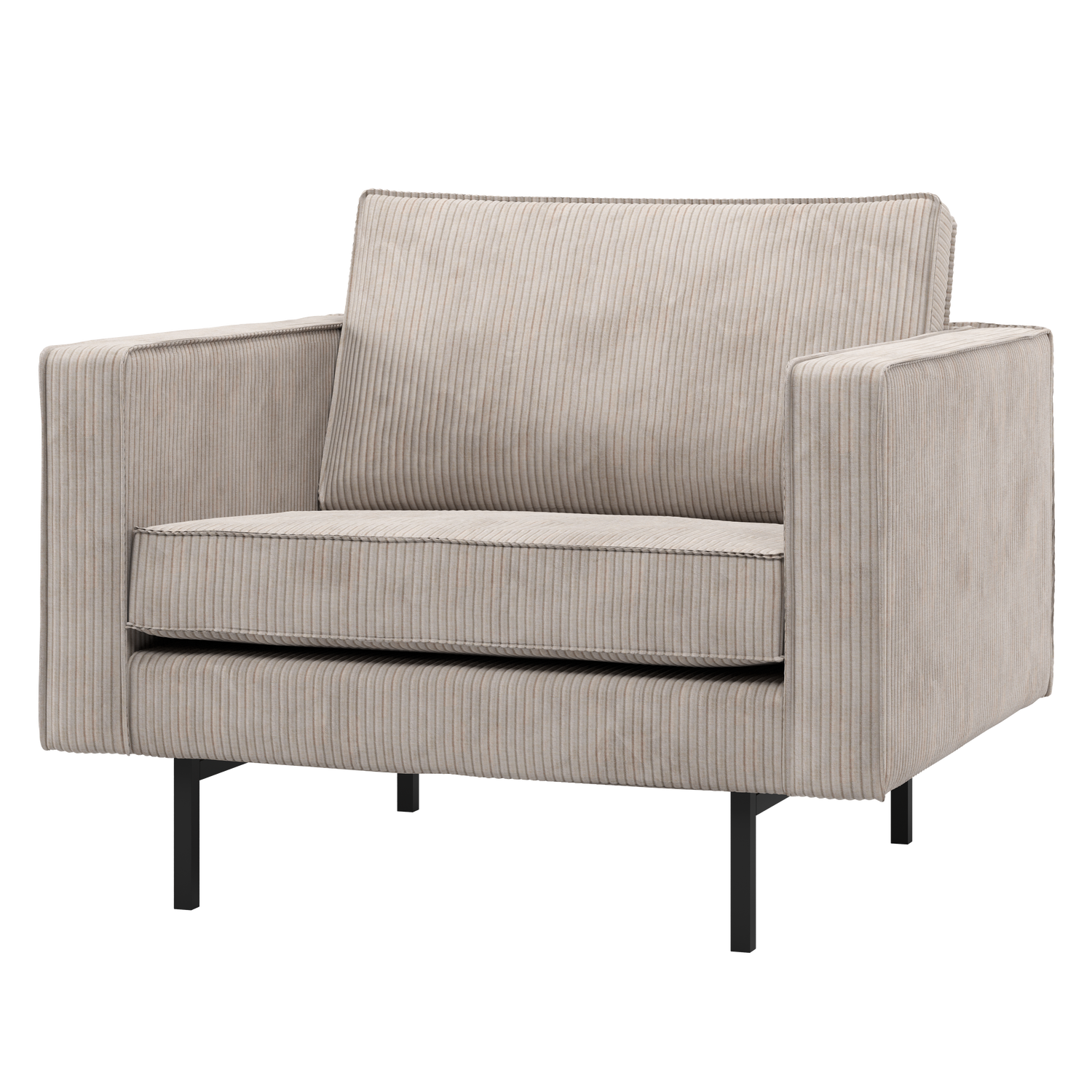WOOOD fotoliu RODEO ARMCHAIR RIB FABRIC | 100% Pes | Bej | 85x105x86 cm