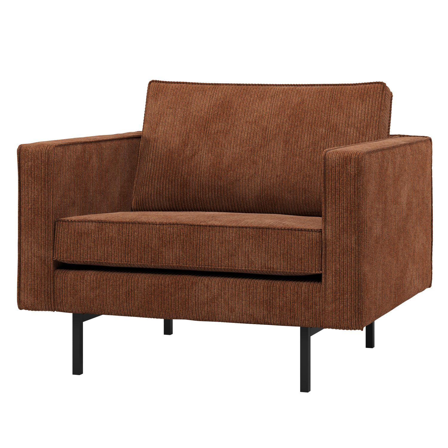 WOOOD fotoliu RODEO ARMCHAIR RIB FABRIC | 100% Pes | Maro | 85x105x86 cm