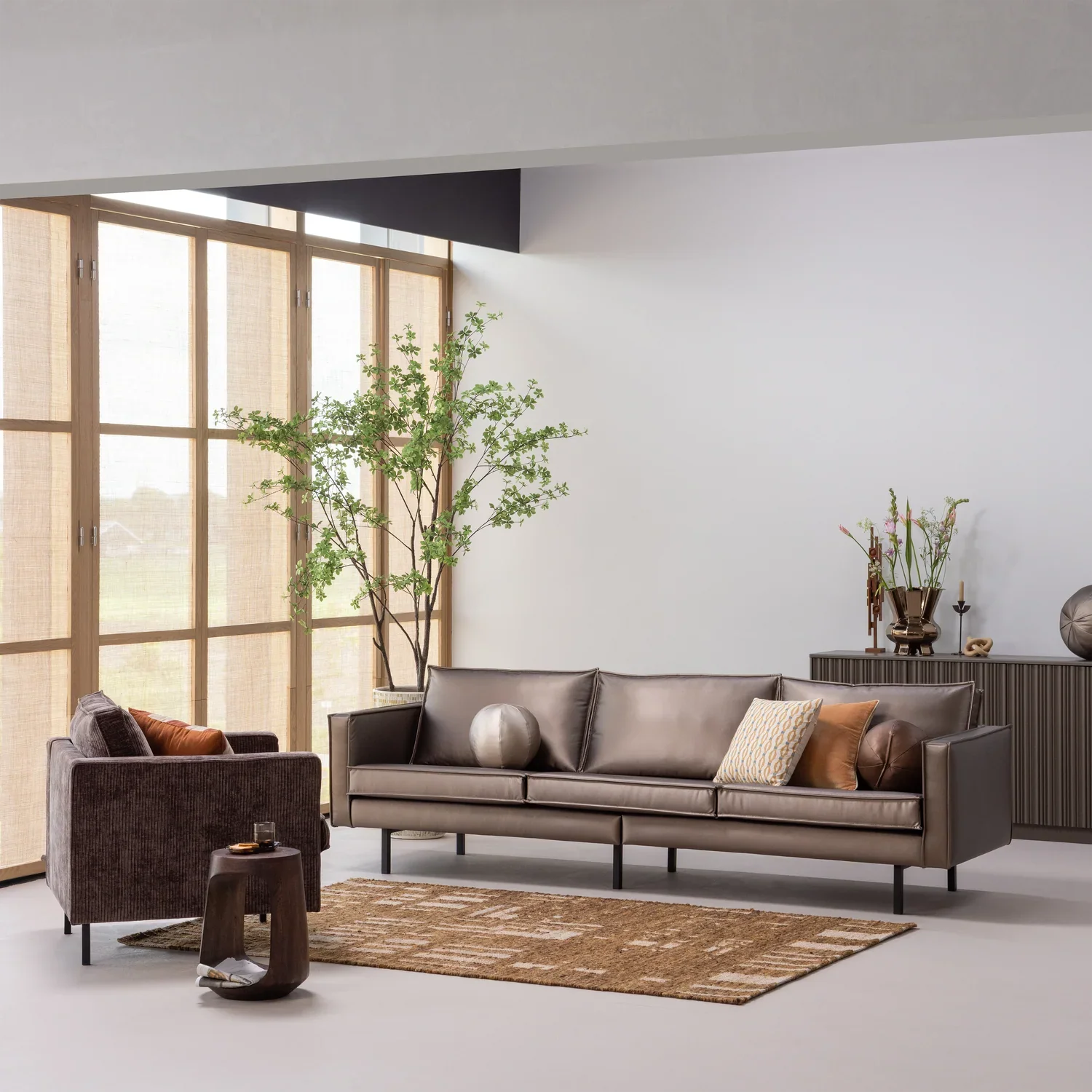 IAN HANDWOVEN RUG WOOL/COTTON BROWN 170x240CM