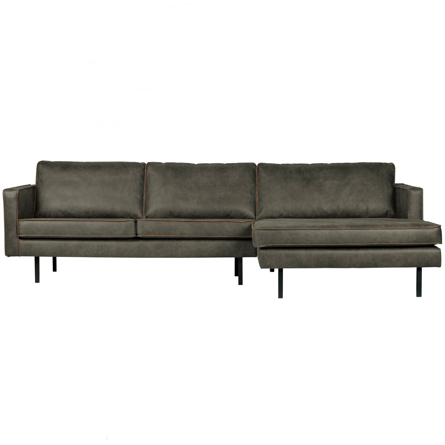 WOOOD canapea colt RODEO CHAISE LONGUE | Piele | Army | 85x300x155 cm