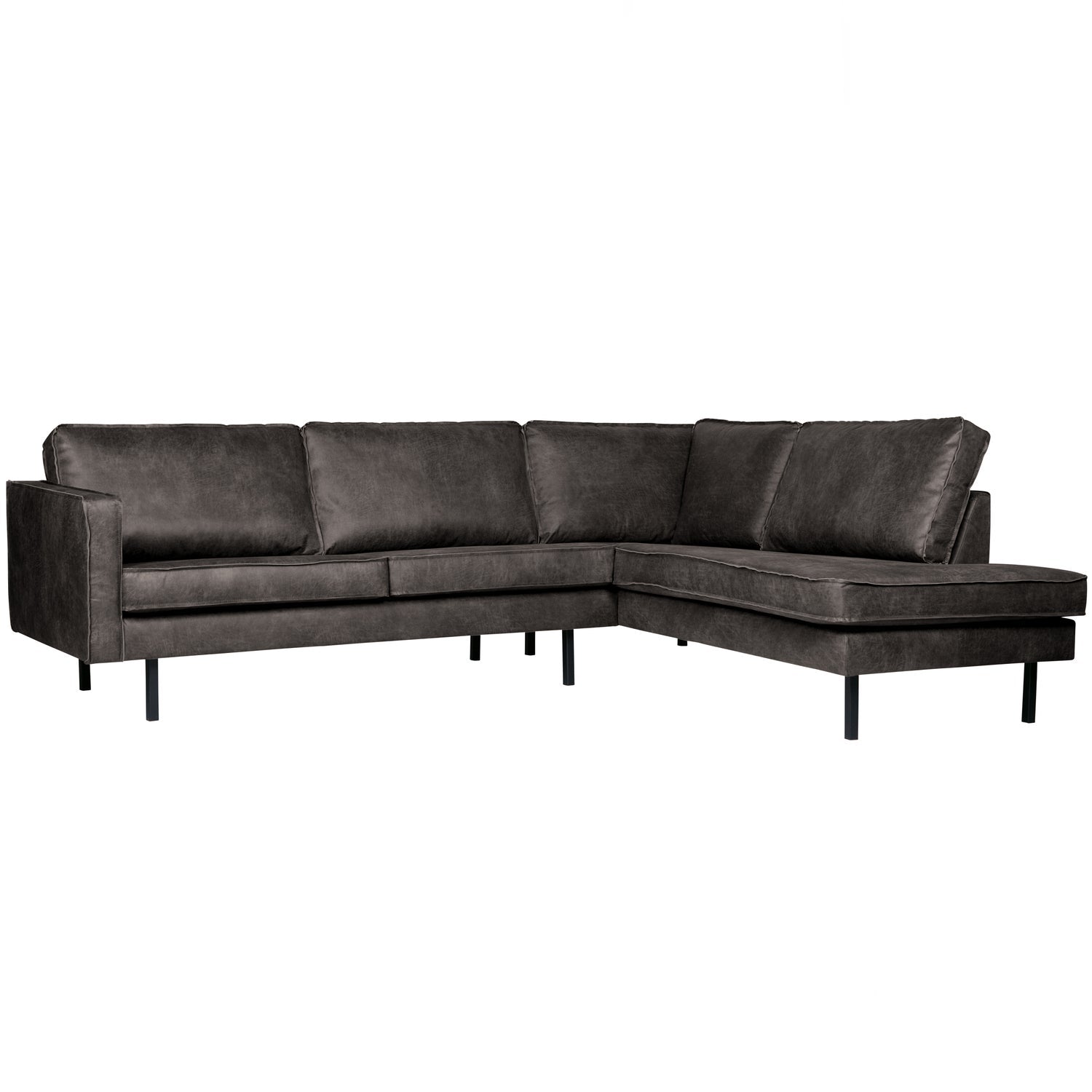 WOOOD canapea colt RODEO | Piele | Negru | 85x266x213 cm