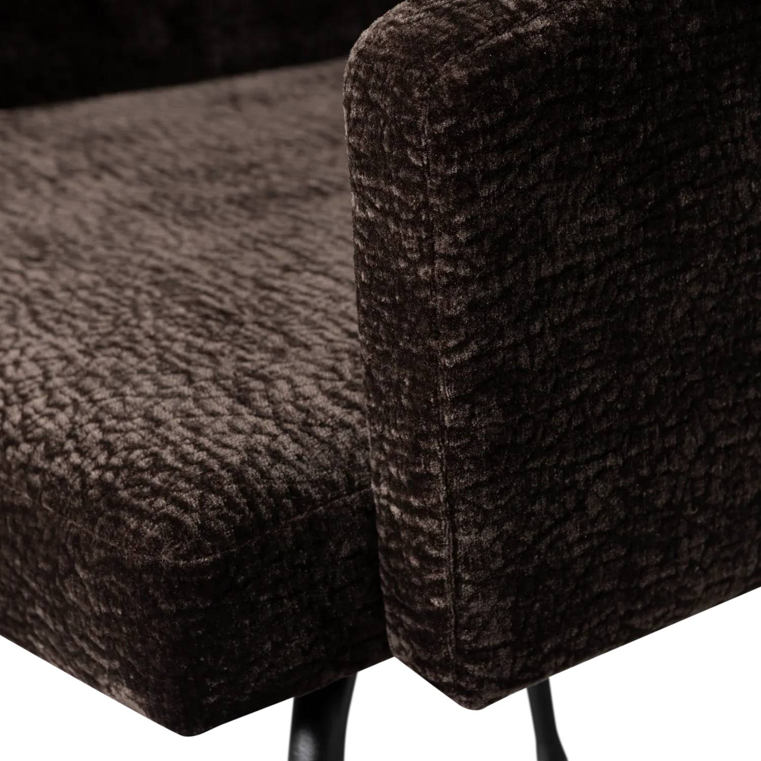 MOUNT DINING CHAIR WITH ARMREST 3D CHENILLE DARK BROWN
