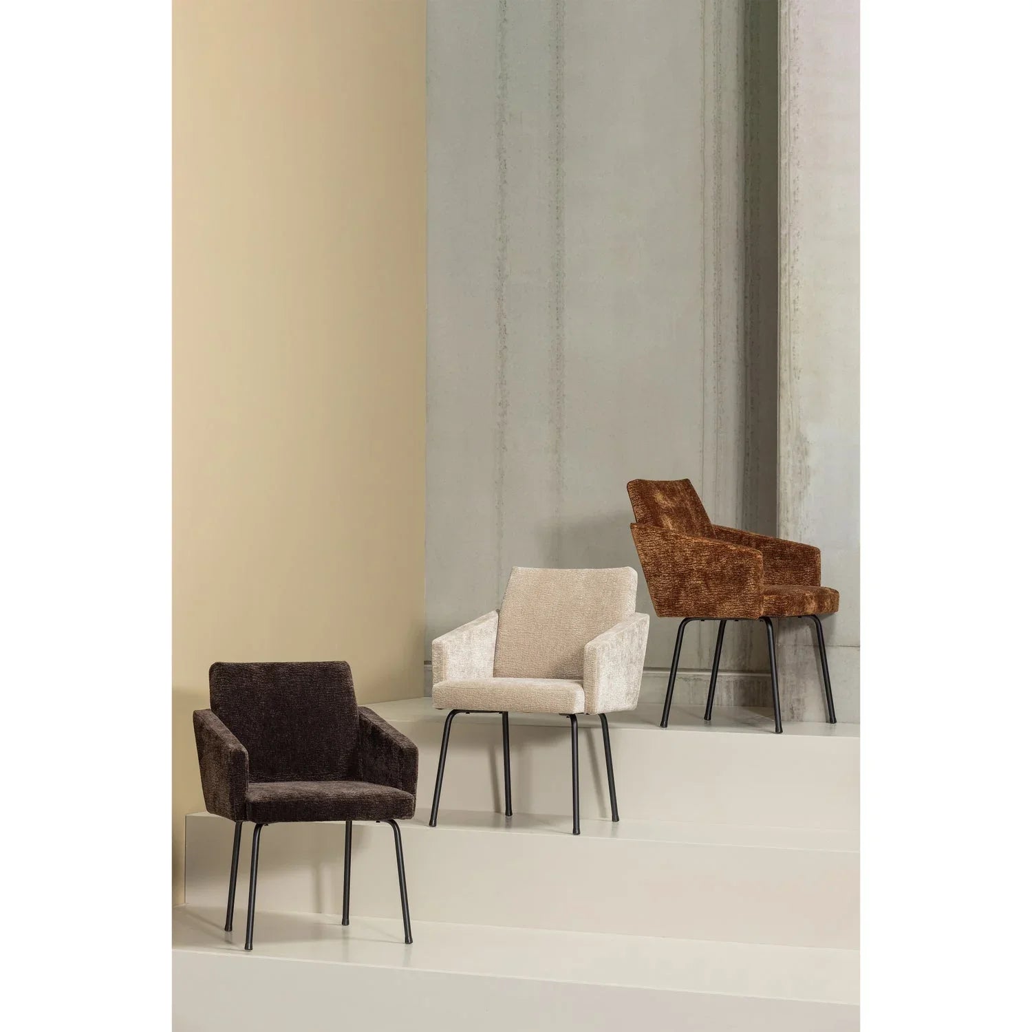 MOUNT DINING CHAIR WITH ARMREST 3D CHENILLE SAND