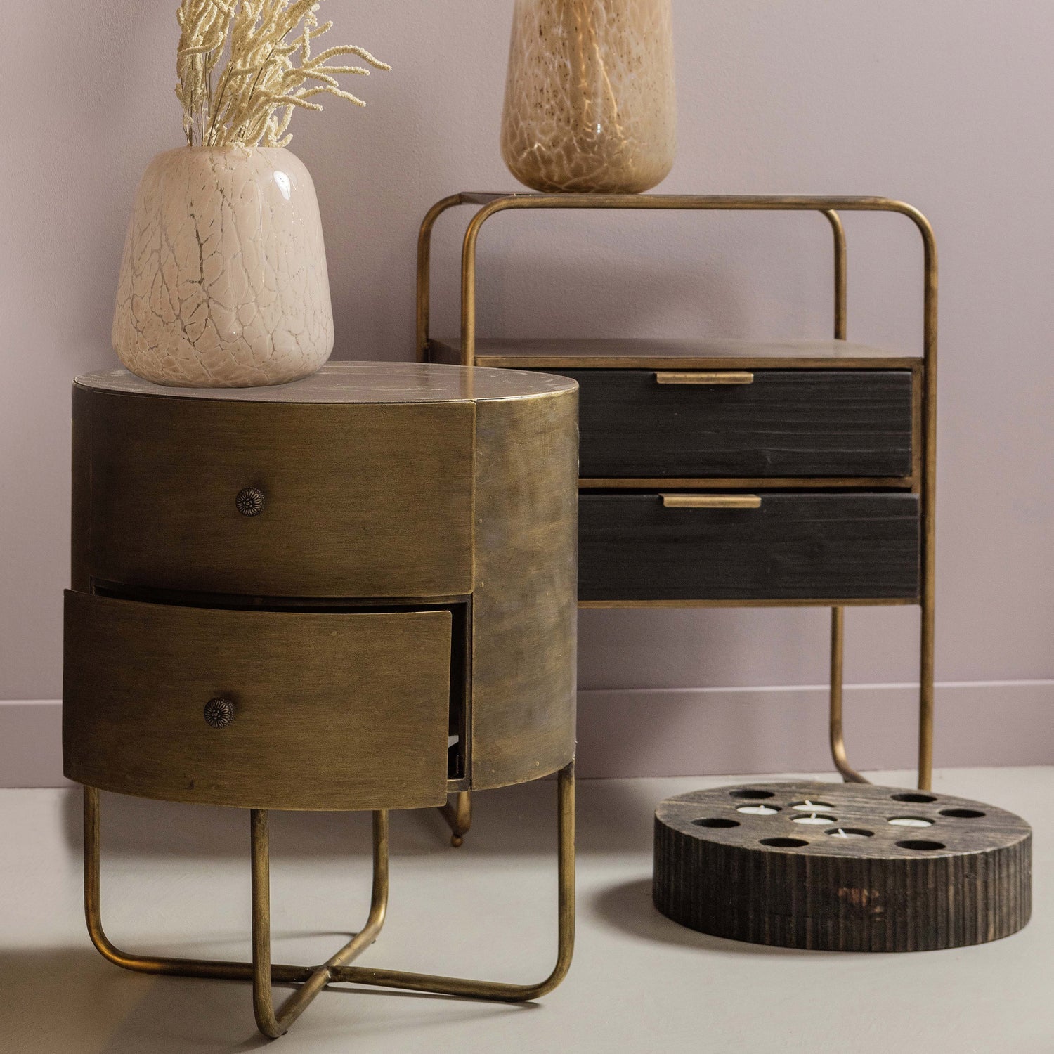 WOOOD comoda GLOSSY | Metal | Antique Brass | 48x39x39 cm