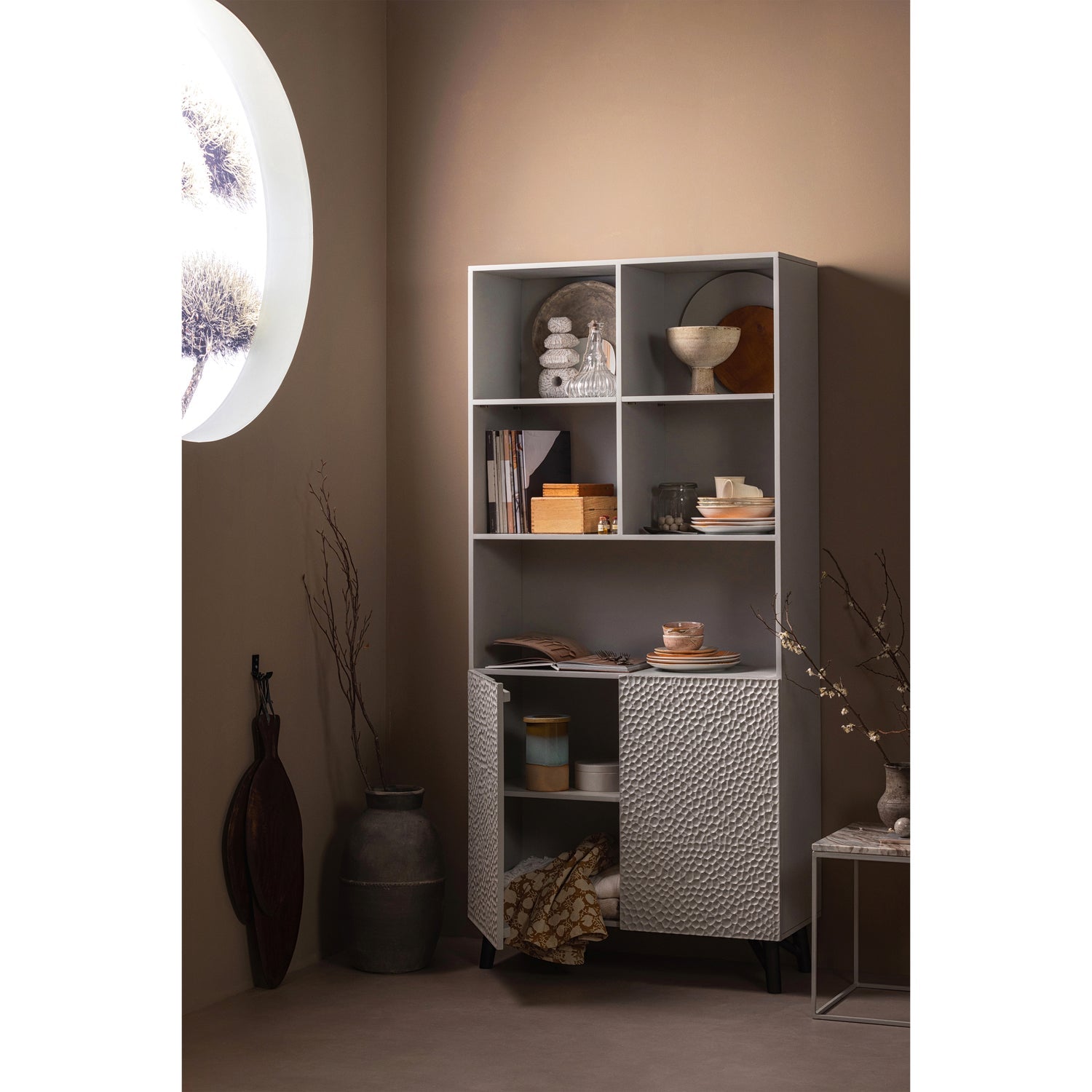 WOOOD dulap depozitare CARVED ORGANIC 2-DOORS | Lemn mango | Mist | 200x90x37 cm