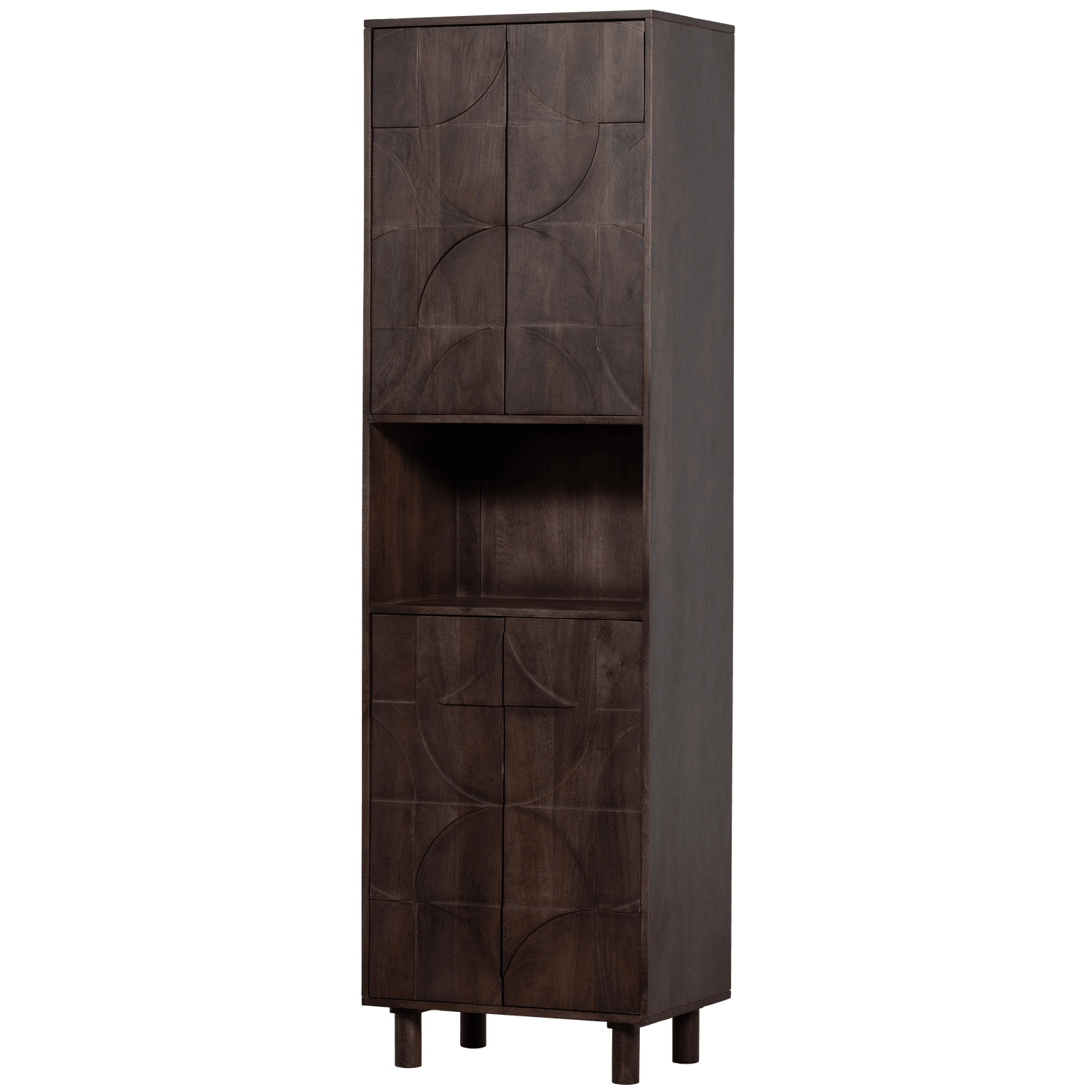 DRAW 4-DOOR STORAGE CABINET WITH OPEN COMPARTMENT MANGO WOOD