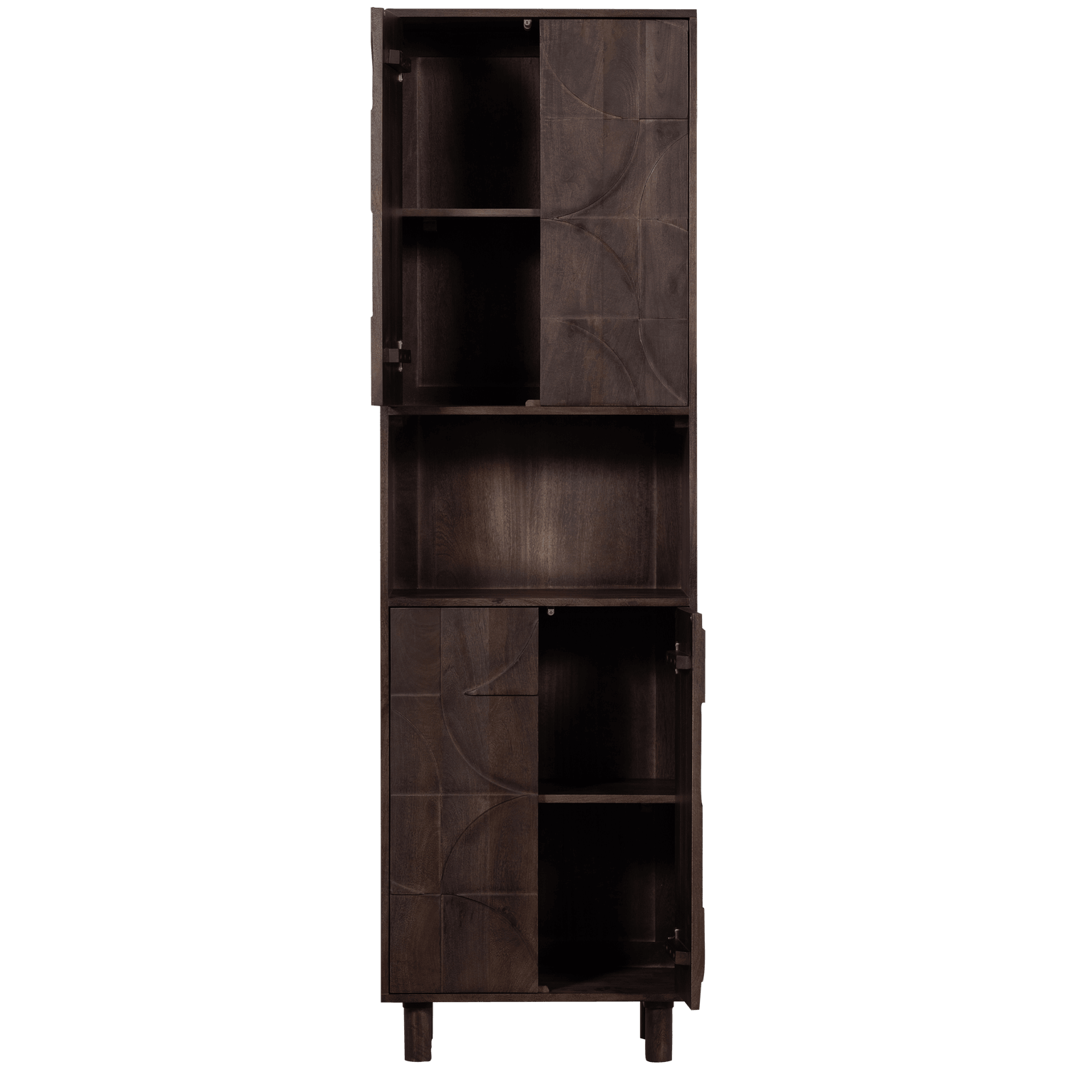 DRAW 4-DOOR STORAGE CABINET WITH OPEN COMPARTMENT MANGO WOOD