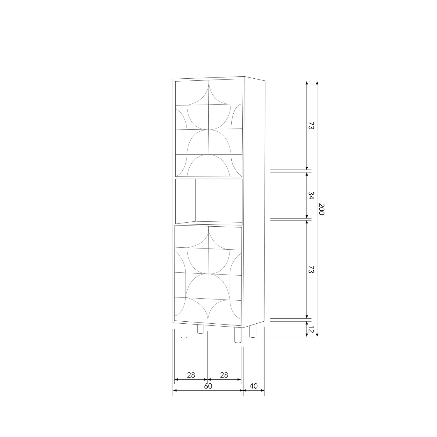 DRAW 4-DOOR STORAGE CABINET WITH OPEN COMPARTMENT MANGO WOOD