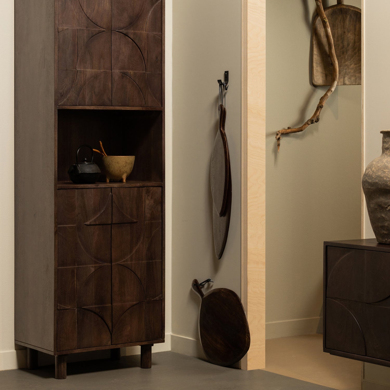 WOOOD dulap depozitare DRAW 4-DOOR | Lemn mango | Nuc | 200x60x40 cm