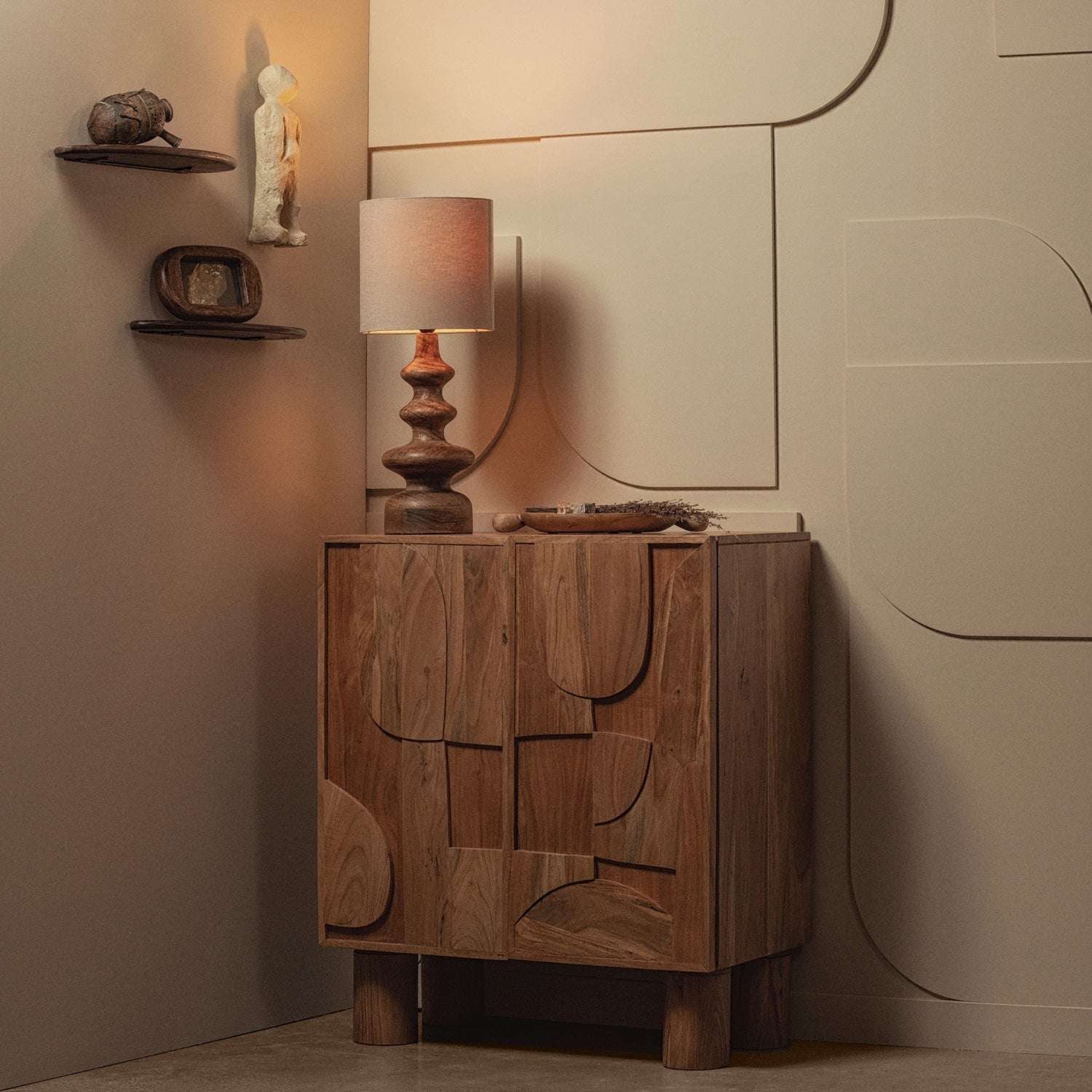 WOOOD decoratiune perete LAYER | Lemn mango | Nuc | 2x50x14 cm