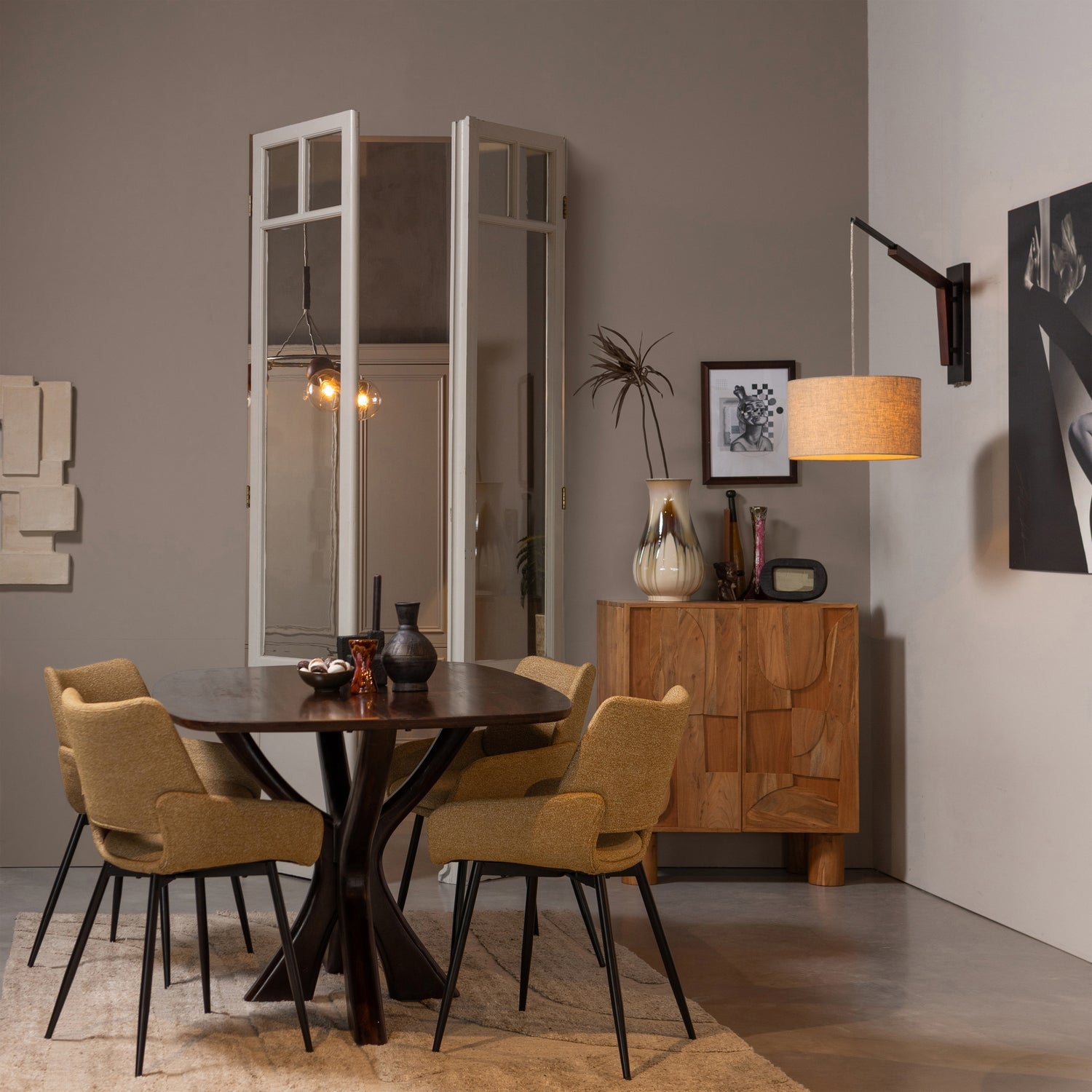 WOOOD scaun dining PARADE | 100% Pes | Mustar | 83x58x55 cm