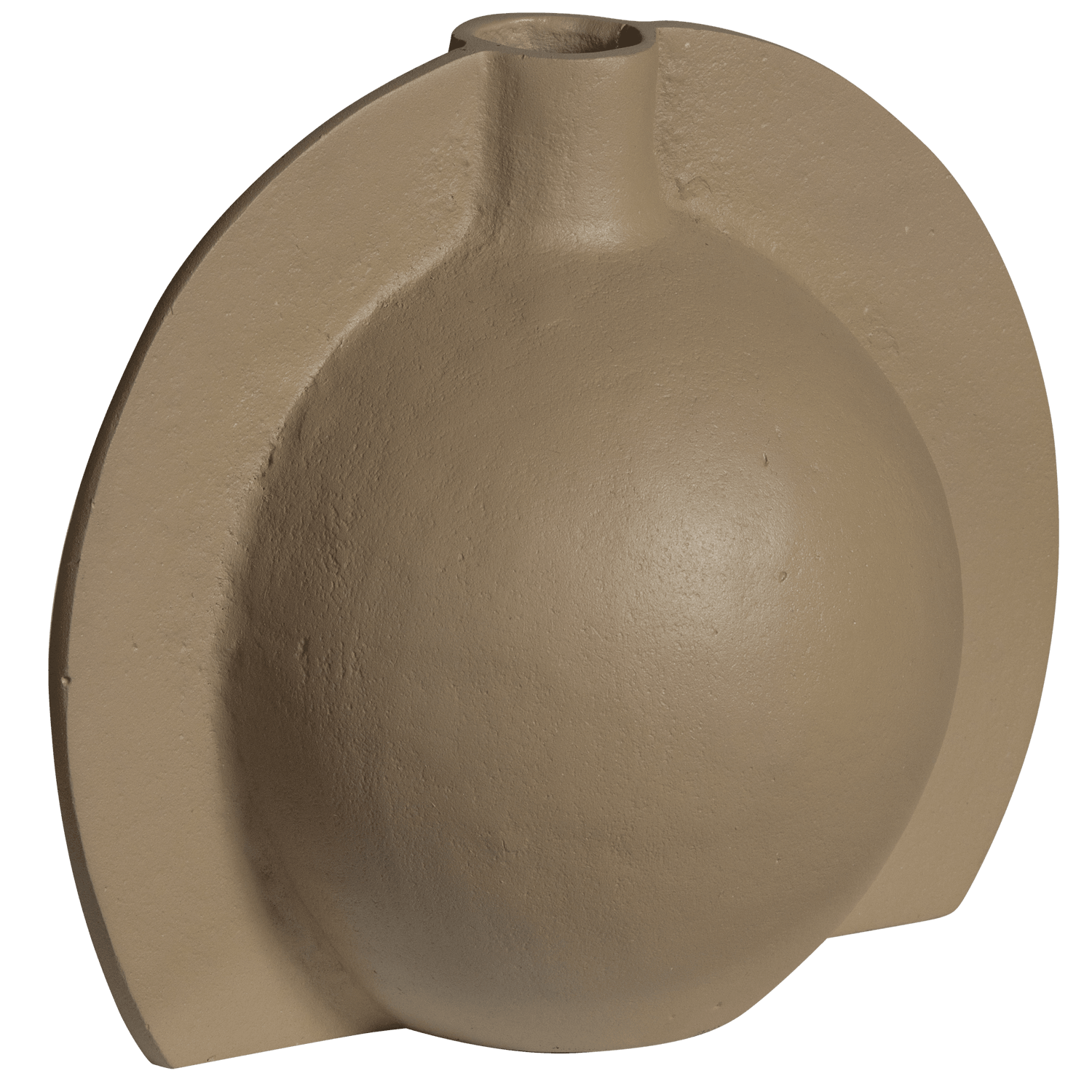 STURDY DECO VASE HALF ROUND ALUMINIUM SAND