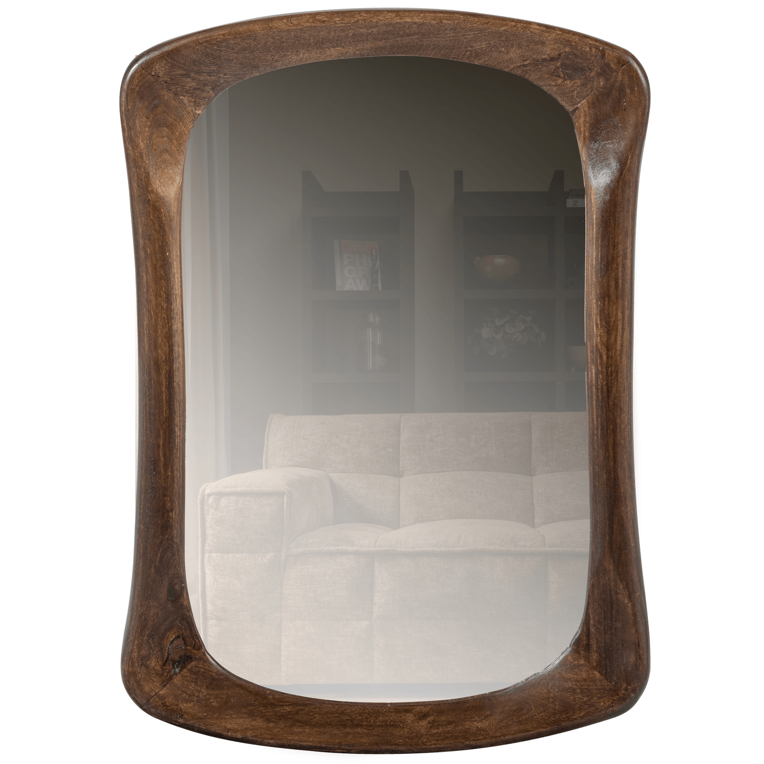 GLITTERING MIRROR WITH WOODEN FRAME WALNUT