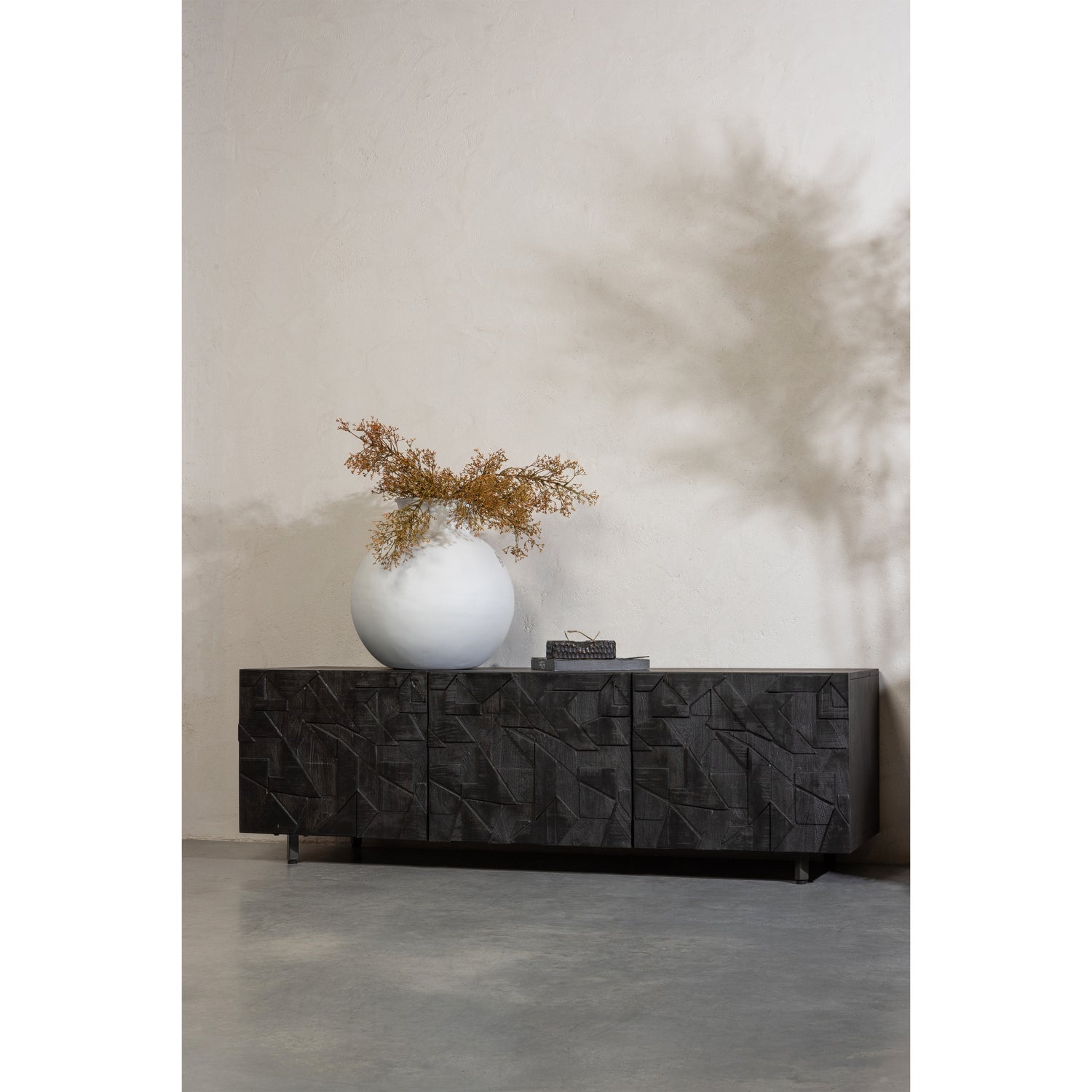 WOOOD mobila TV COUNTER | Lemn mango | Negru | 50x160x45 cm