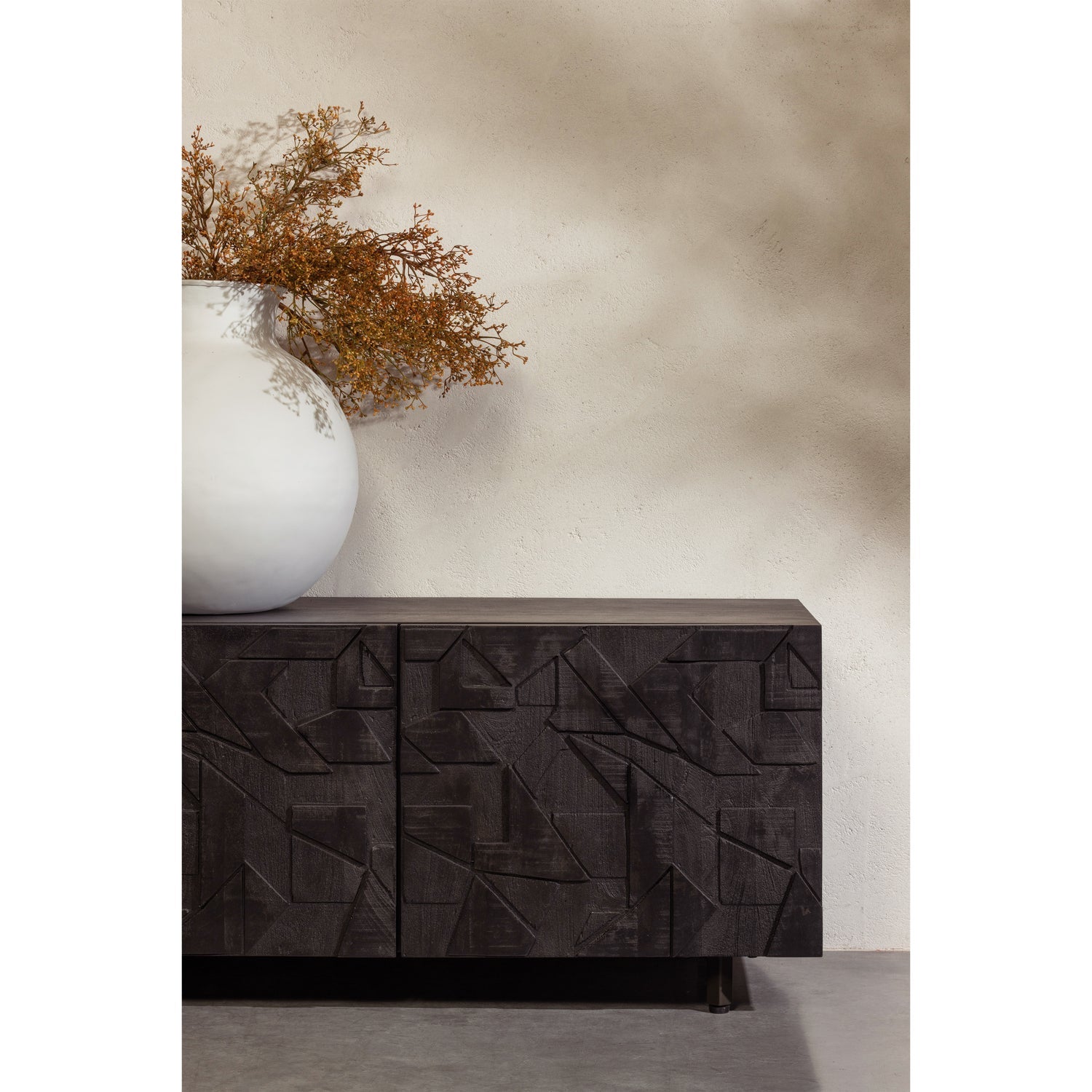 WOOOD mobila TV COUNTER | Lemn mango | Negru | 50x160x45 cm
