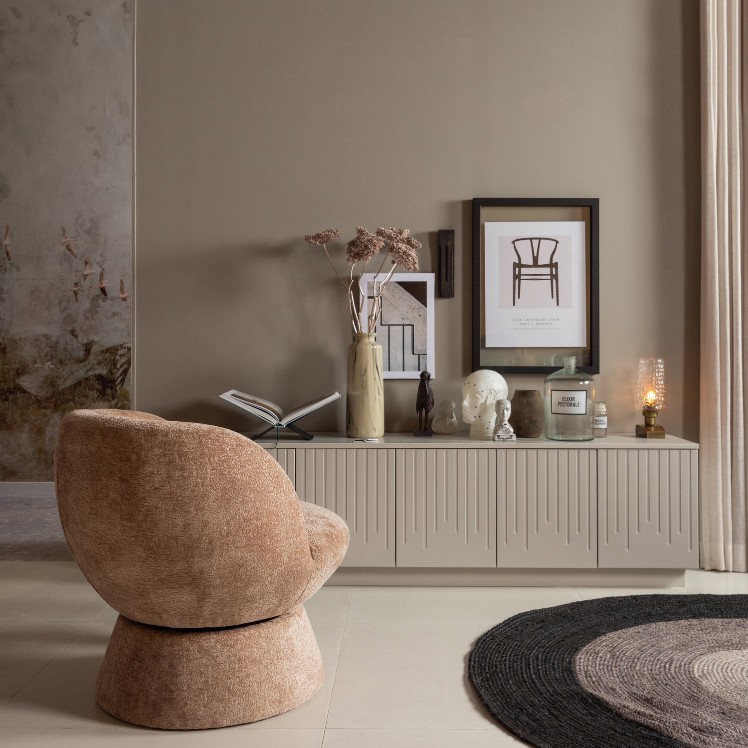 WOOOD fotoliu SHUFFLE SWIVEL ARMCHAIR | 100% Pes | Natural | 72x73x71 cm