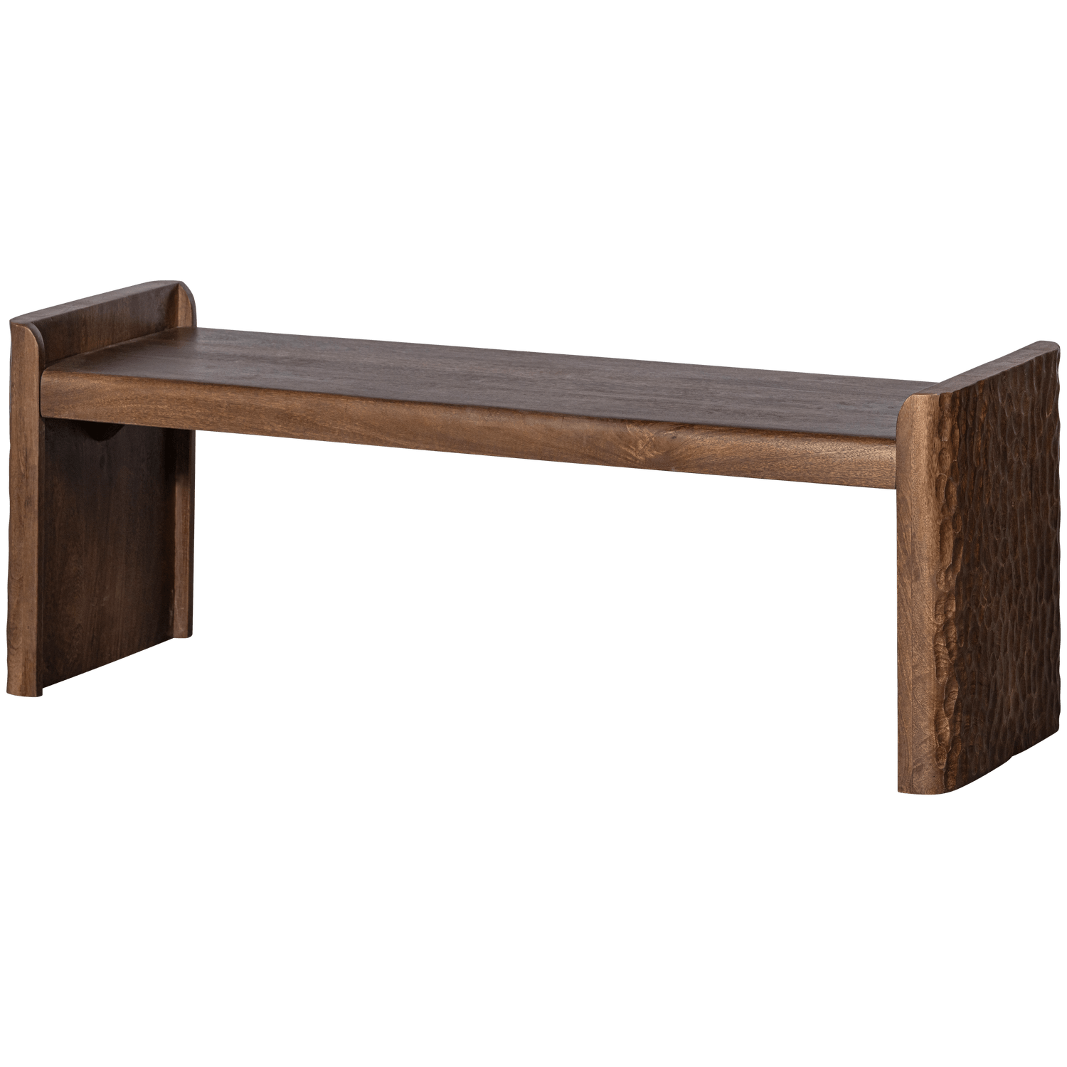 PROP BENCH WITH WORKED WOOD LEH WARM BROWN