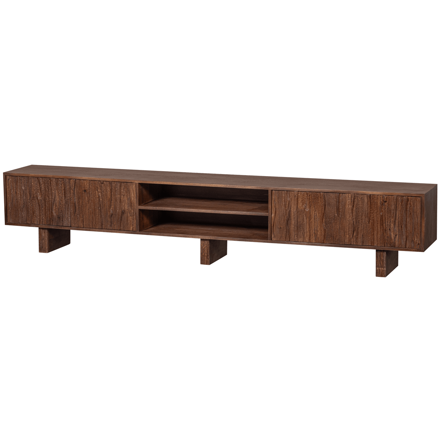 LAVISH TV UNIT WITH DESIGNED DOORS WOOD WARM BROWN