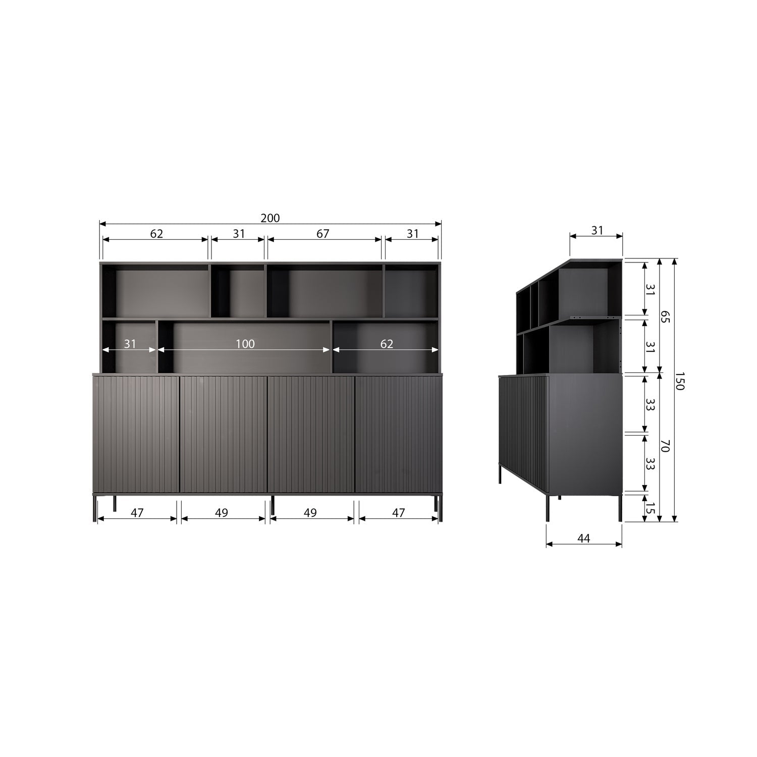 NEW GRAVURE ADD-ON CABINET PINE BLACK [fsc]