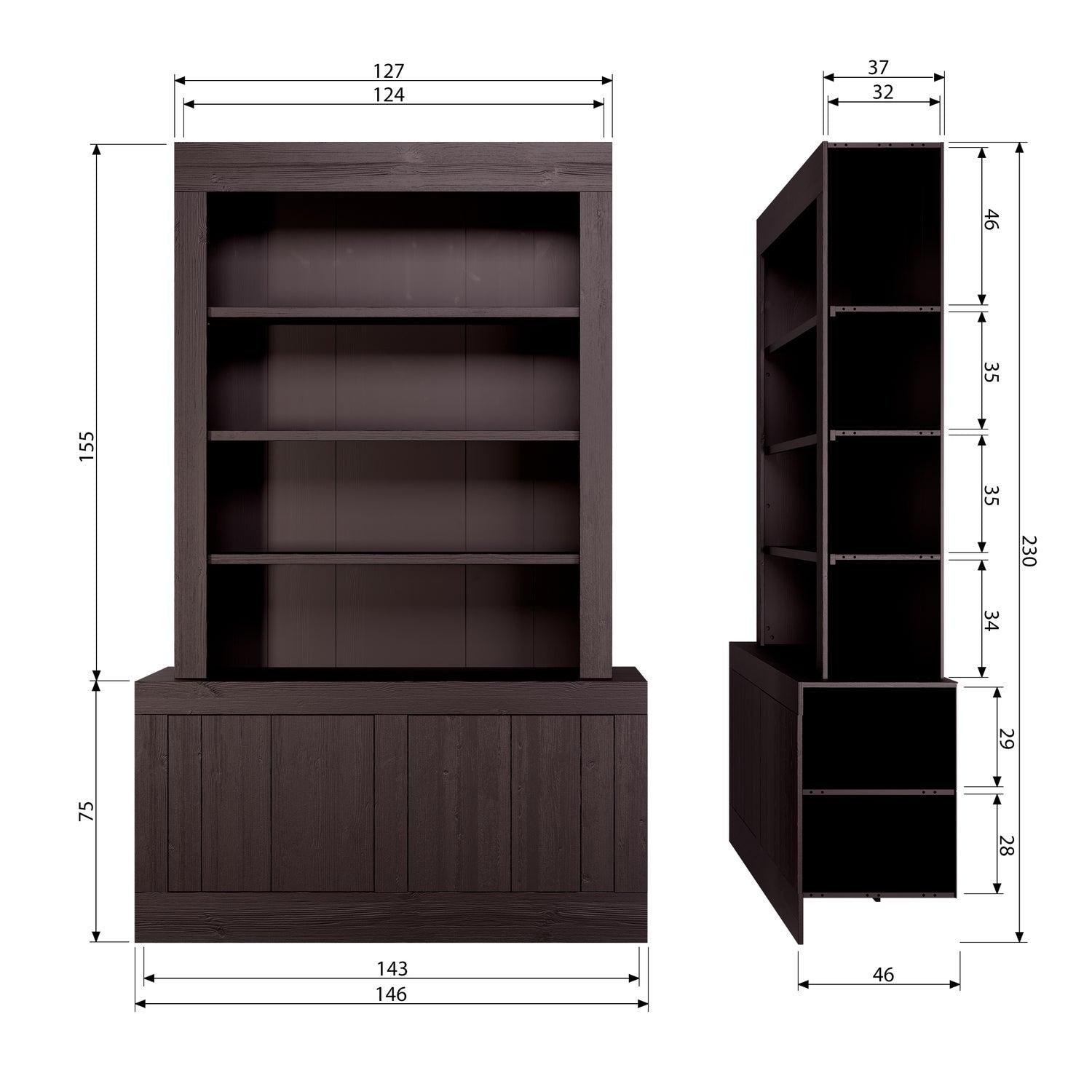 YUMI SHOWCABINET PINE DEEP BRUSHED CEDAR [fsc]