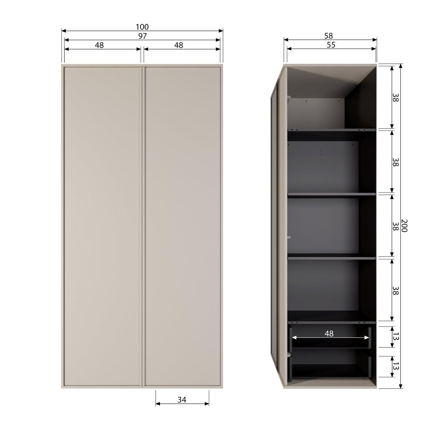 DAILY CLOSET DOUBLE 200x100CM PINE DAKARGRAU [fsc]